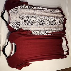 Burgendy/ Leopard print cotton dress.